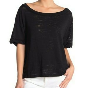 Free People Viviola Open Back Black Blouse